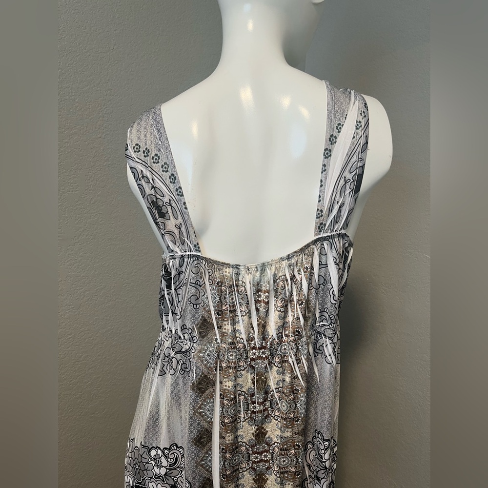 Apt. 9 Women’s Taupe and Grey Sleeveless Paisley Maxi Dress Size L - Picture 6 of 11